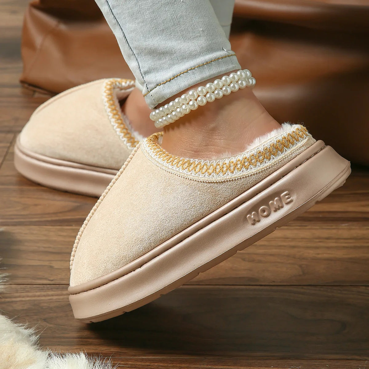 Pantoufles Hiver Femme - Intérieur Peluche Antidérapantes Chaudes