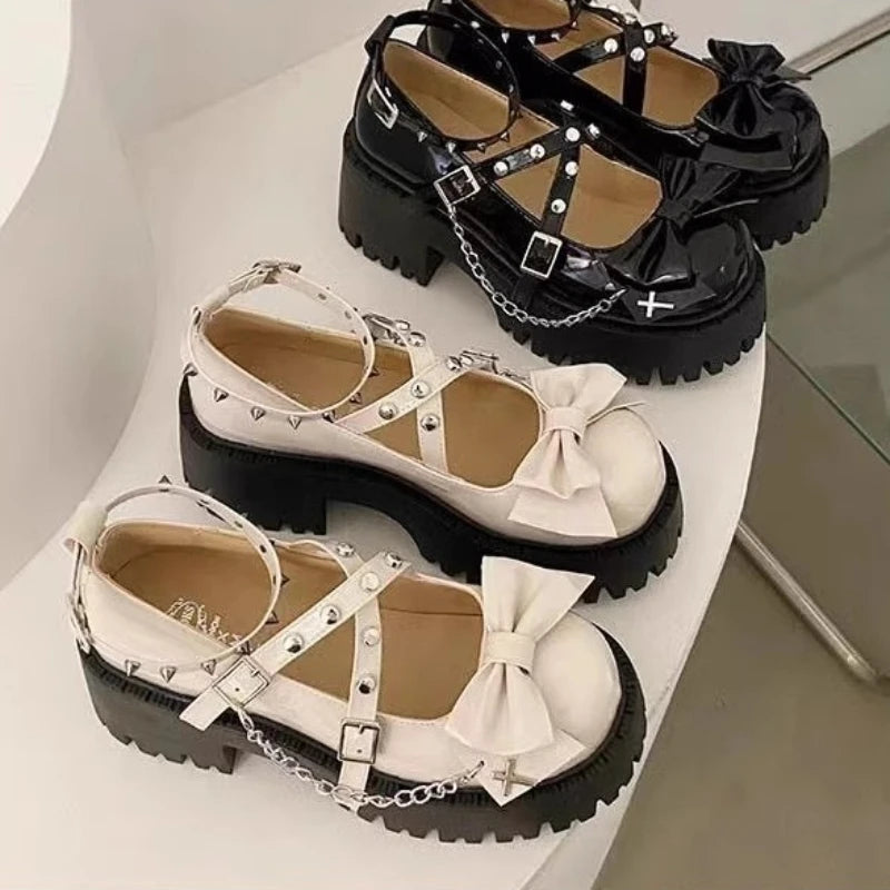 Chaussures Mary Jane Femme - Plateforme Punk Gothic Nœuds 2025