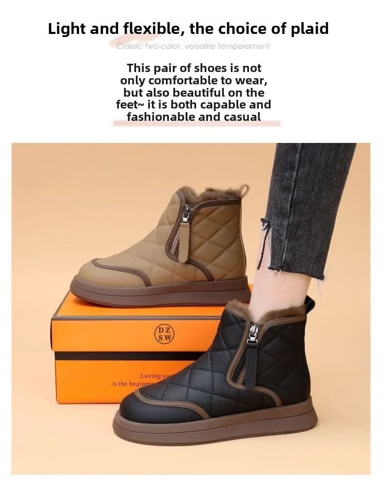 Bottines Neige Femme Hiver - Imperméables Zip Fourrées Plateforme