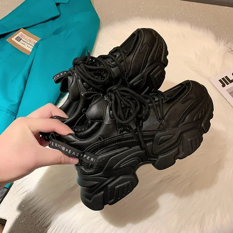 Sneakers Femme Plateforme Blanches - Compensées Cuir Casual Tendance