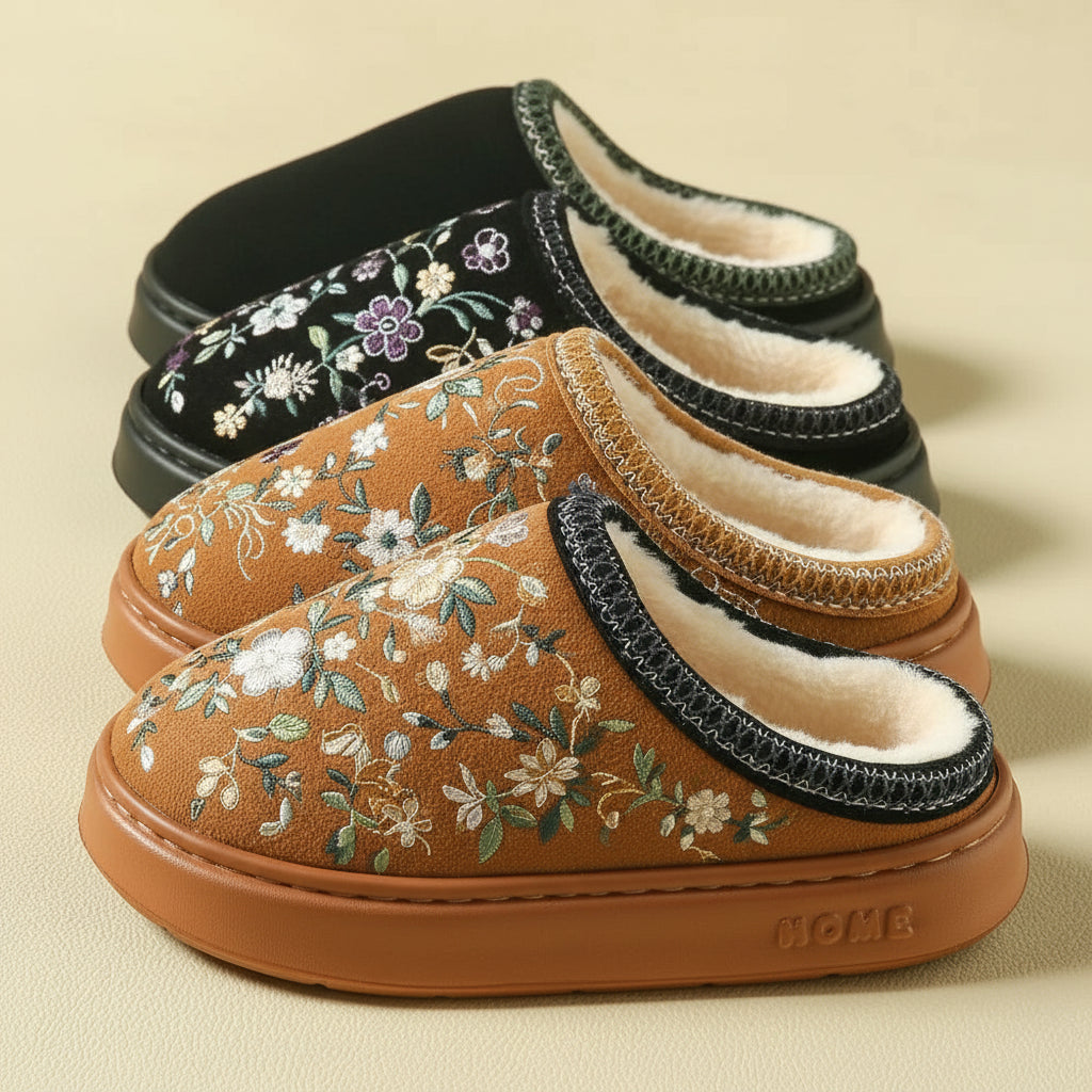 Pantoufles Hiver Femme - Intérieur Peluche Antidérapantes Chaudes