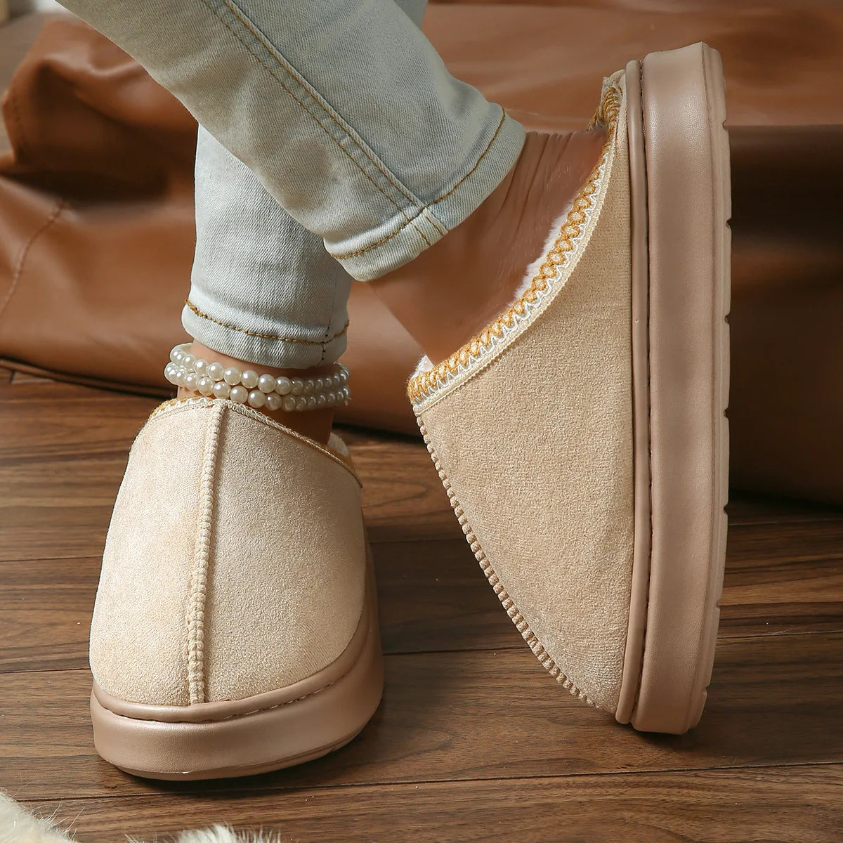 Pantoufles Hiver Femme - Intérieur Peluche Antidérapantes Chaudes