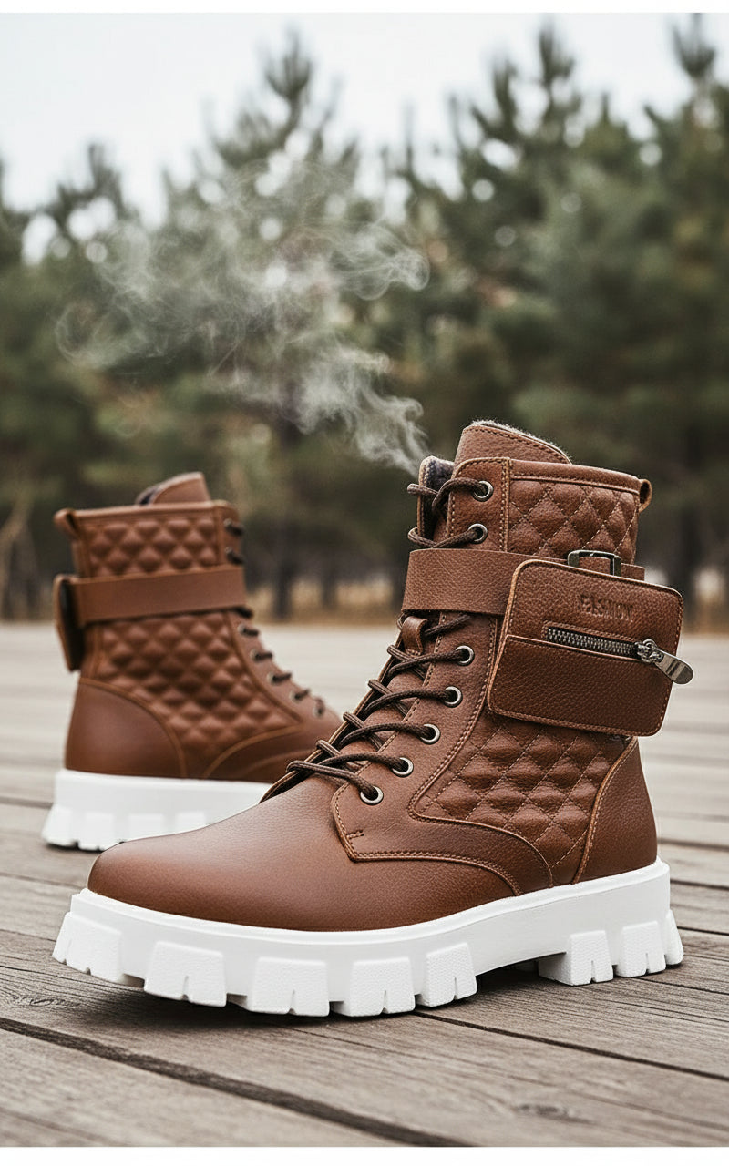 Bottines Homme Casual Hiver - Sneakers Montantes Zip Confort