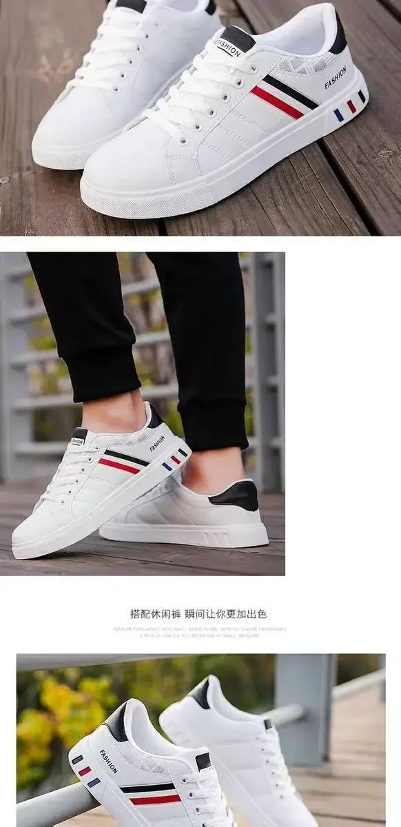 Sneakers Homme Blanches - Casual Cuir PU Légères Respirantes Sport