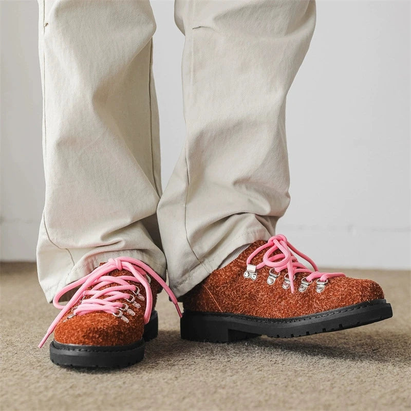 Chaussures Derby Mixte 2025 - Daim Cuir Unisexe Semelle Épaisse