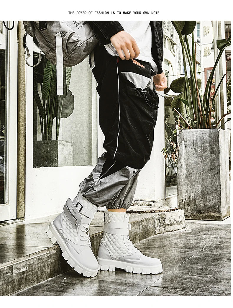 Bottines Homme Casual Hiver - Sneakers Montantes Zip Confort