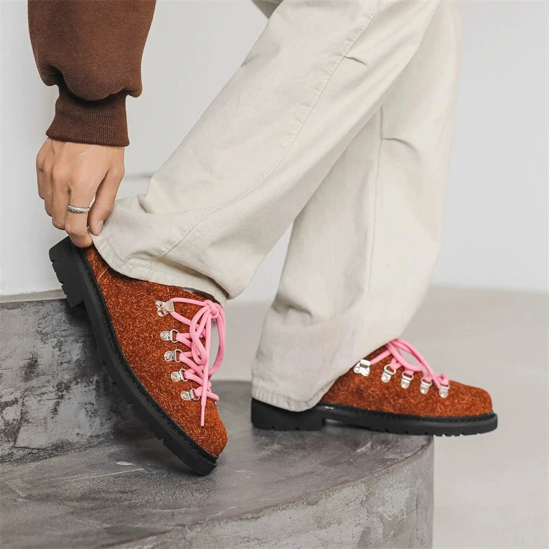 Chaussures Derby Mixte 2025 - Daim Cuir Unisexe Semelle Épaisse