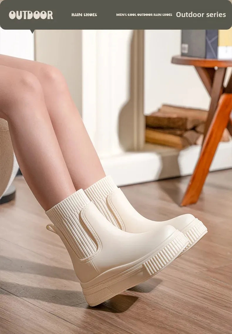 Bottes Pluie Femme Chelsea - Imperméables Semelle Épaisse Tendance