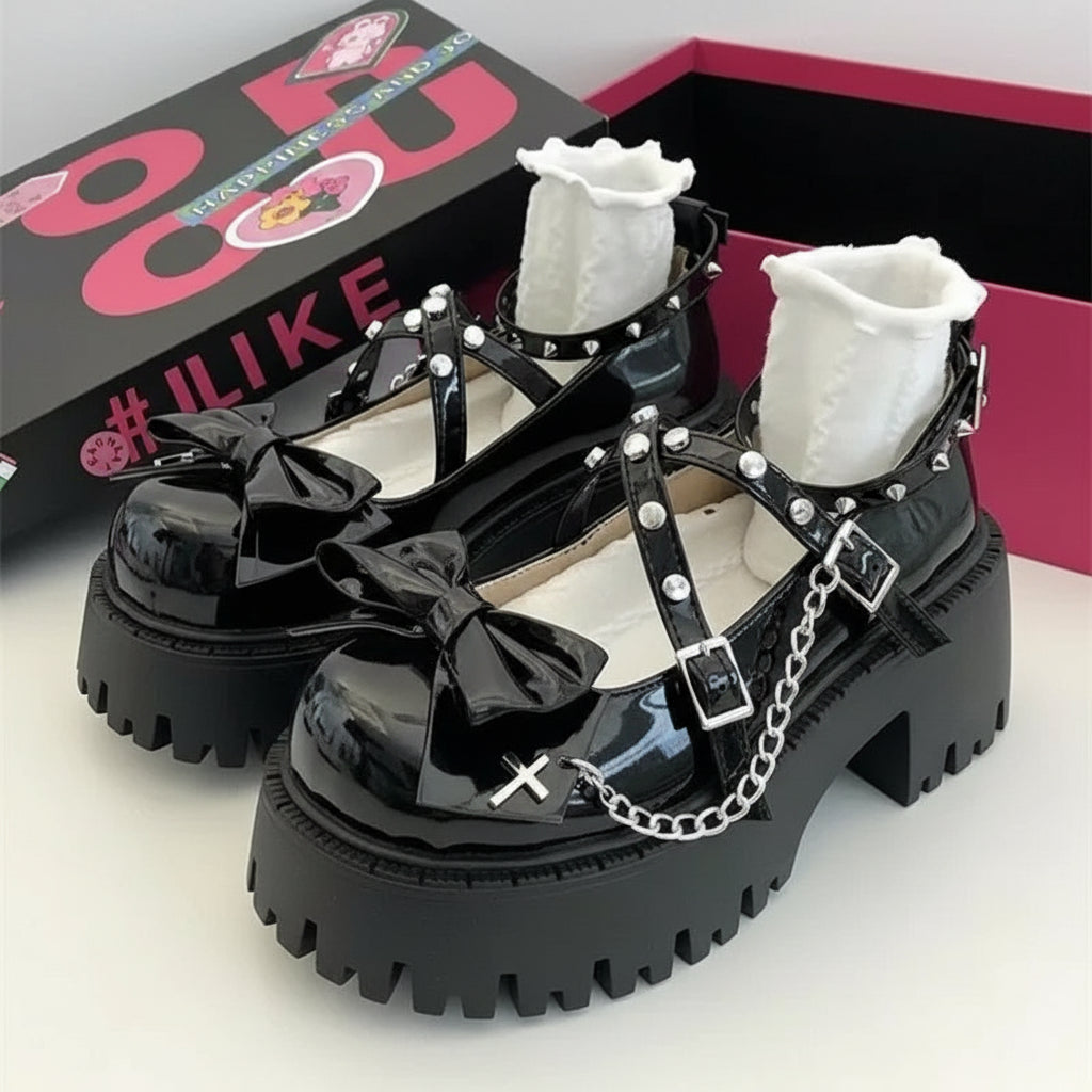 Chaussures Mary Jane Femme - Plateforme Punk Gothic Nœuds 2025
