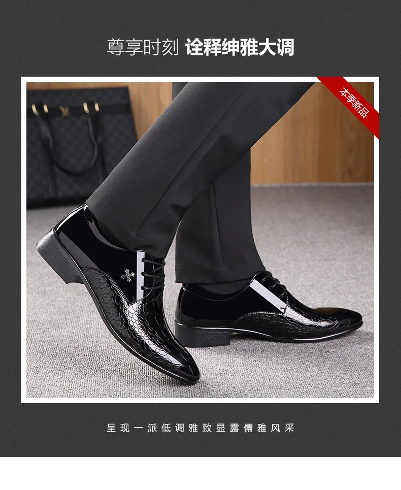 Chaussures Oxford Homme Mariage - Cuir Verni Bout Pointu Luxe