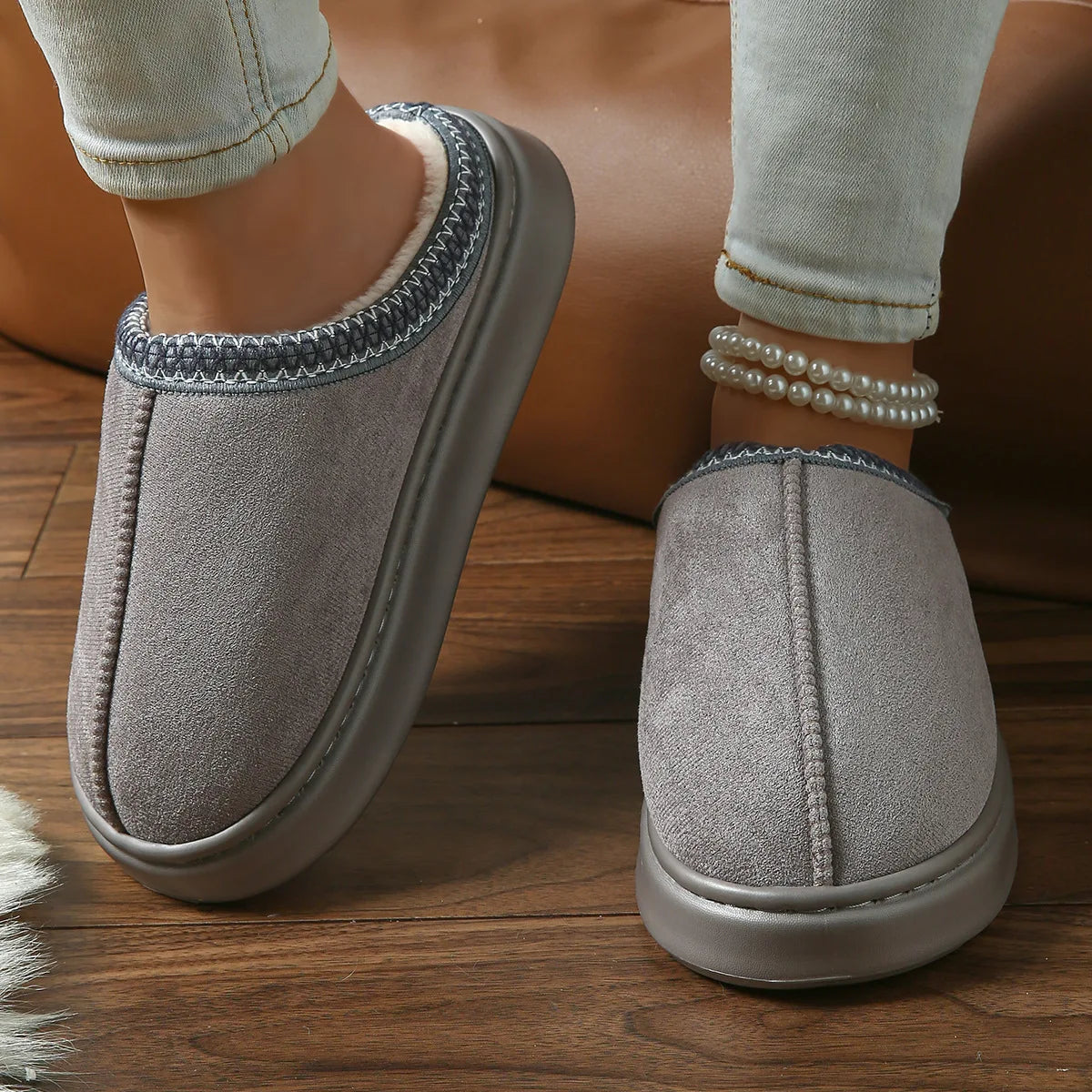 Pantoufles Hiver Femme - Intérieur Peluche Antidérapantes Chaudes
