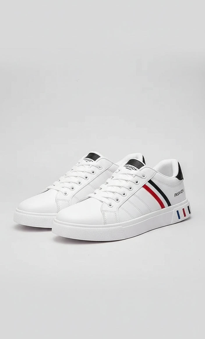 Sneakers Homme Blanches - Casual Cuir PU Légères Respirantes Sport